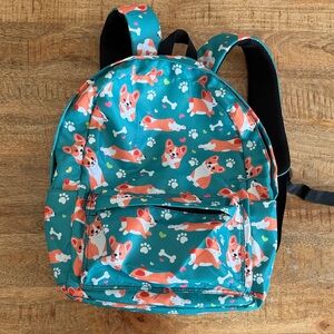 Teal Corgi Backpack Multiple Compartments